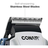 Conair Custom Cut 18-Piece Haircut Kit, Stainless Steel/Blue