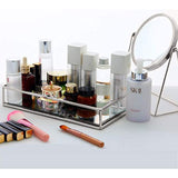 Elegant Mirrored Square Silver Tray, Mirrored Vanity Tray Ideal for Whiskey Decanter, Candle Sticks, Vanity Set, and Serving. 12 Inch Square.