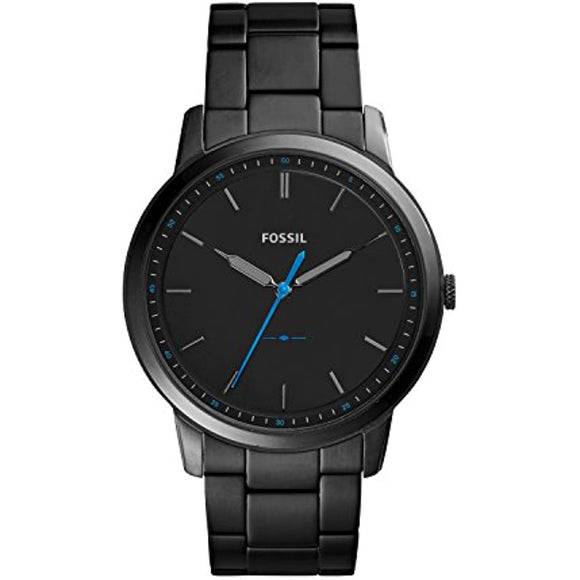 Fossil Men's Minimalist Quartz Stainless Steel Three-Hand Watch, Color: Black (Model: FS5308)