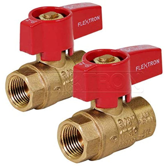 Flextron FTGV-01F01F-2 Gas Ball Valve with 1 In Fip x 1 In FIP Fitting for Gas Connectors With Quarter Turn Lever Handle, Brass Construction, Excellent Corrosion Resistance, CSA Approved (Pack of 2)