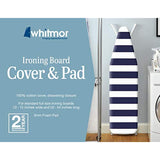 Whitmor Standard Scorch Resistant Navy Stripe Ironing Board Cover and Pad, 54" x 15"