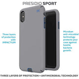 Speck Products Compatible Phone Case for Apple iPhone Xs Max, Presidio Sport Case, Gunmetal Grey/Cobalt Blue/Slate Grey