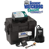 THE BASEMENT WATCHDOG Model BWSP 2,600 GPH at 0 ft. and 1,850 GPH at 10 ft. Special CONNECT Battery Backup Sump Pump System with WiFi Capable 24 Hour a Day Monitoring Controller
