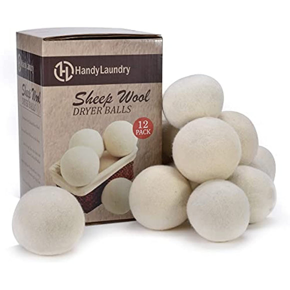 Wool Dryer Balls - Natural Fabric Softener, Reusable, Reduces Clothing Wrinkles