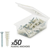 #8 Self Drilling Drywall Plastic Anchors with Screws - No Pre Drill Hole Preparation Required - 75 Lbs (50 Pack)