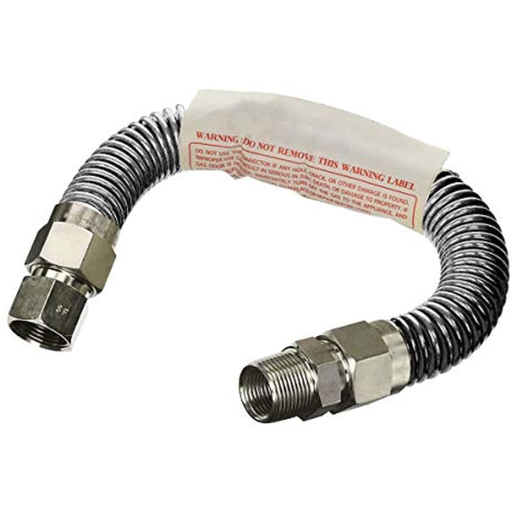 Highcraft GUHD-TT38-18D Gas Line Hose 1/2'' O.D. x 18'' Length with 0.5 in. FIP x MIP Fitting, Uncoated Stainless Steel Flexible Connector, 18 Inch