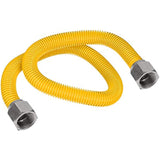 Flextron FTGC-YC38-48 46" Flexible Epoxy Coated Gas Line Connector with 1/2" Outer Diameter and Nut Fittings, Yellow/Stainless Steel