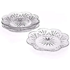 Crystal Desert Plates, 5 Inch Canape Plates for Appetizer, Desert, Fruit, Salad and Cake, Set of 4 Clear Glass Plates