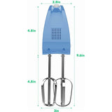 Vremi 3-Speed Compact Hand Mixer with Clever Built-In Beater Storage - 150 Watt Power Handheld Egg Beater with Stainless Steel Blades - Heavy Duty Mini Small Kitchen Mixing Machine - Blue and White