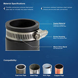 Supply Giant 6I57 Flexible Pvc Reducing Coupling with Stainless Steel Clamps, 4 x 2 Inch, Black