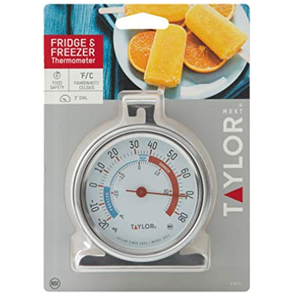 Taylor Precision Products 5924 Large Dial Kitchen Refrigerator and Freezer Kitchen Thermometer, 3 Inch Dial,Silver