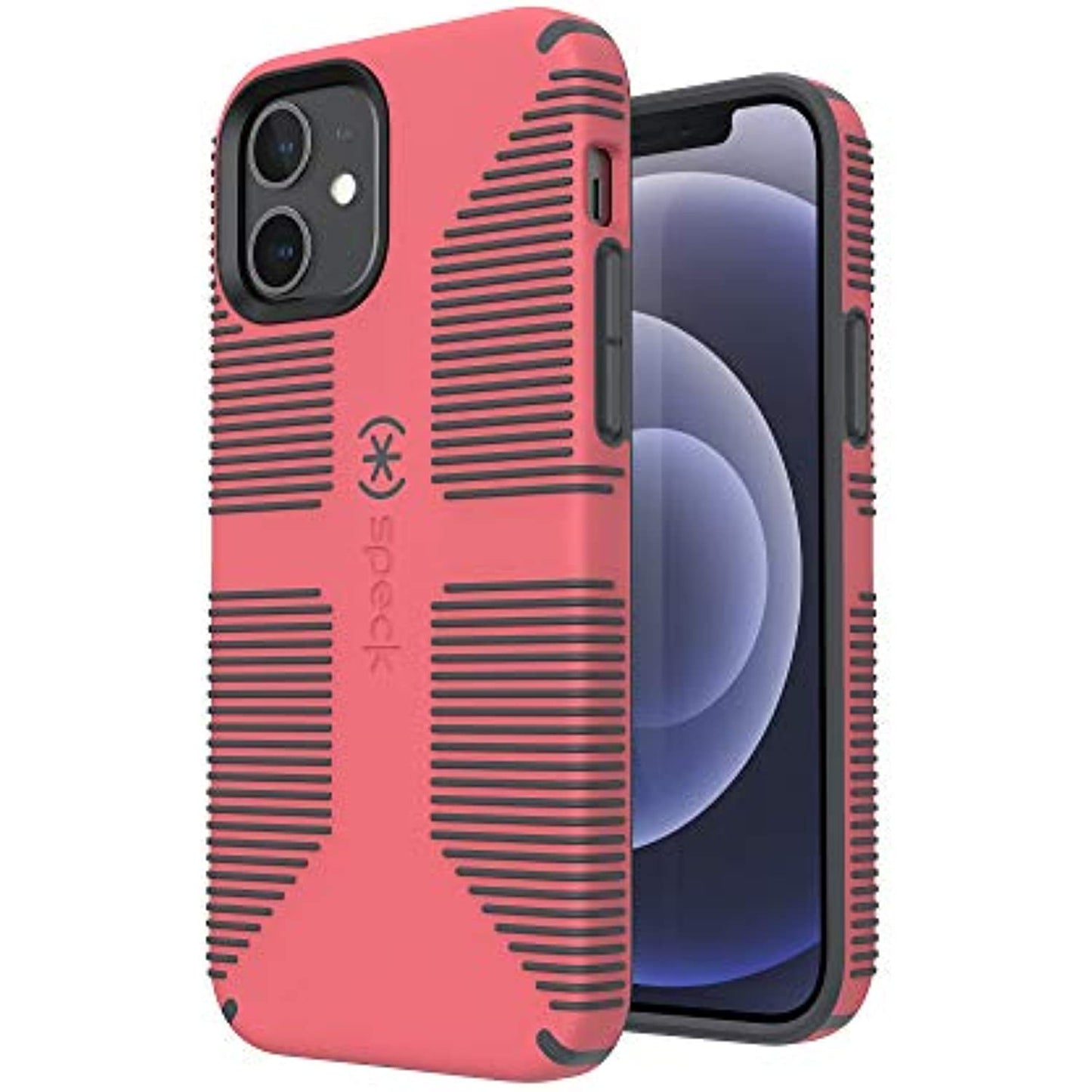 Speck Products CandyShell Pro Grip iPhone 12, iPhone 12 Pro Case, Raspberry Kiss Red/Slate Grey (137602-9240)