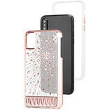 Case-Mate - iPhone Xs Case + Glass Screen Protector Bundle - Luminescent - Light Up Crystals - iPhone 5.8 - Luminescent