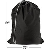 Nylon Laundry Bag - Locking Drawstring Closure and Machine Washable. These Large Bags Will Fit a Laundry Basket or Hamper and Strong Enough to Carry up to Three Loads of Clothes. (Black | 2-Pack)