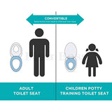 PlumBoss E2000 Elongated Toilet Seat with Built in Potty Training Toddlers Seat Magnetic Kids Seat Fits both Adult and Child Plastic Off white