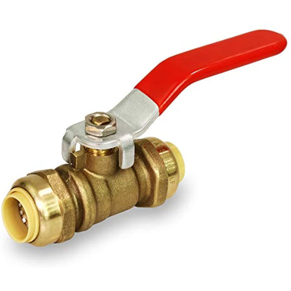 Pushlock UPBV12 1/2 Inch Push X Push Ball Valve for Push-Fit Valve, Full Port Ball Valve Design with Single Lever Heavy Duty Rust Resistant Handle, Forged Brass Construction