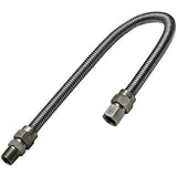 Flextron FTGC-SS38-30C 30 Inch Flexible Gas Line Connector with 1/2 Inch Outer Diameter & 1/2 Inch FIP x 1/2 Inch MIP Fittings, Uncoated Stainless Steel Water Heater Connector, CSA Approved