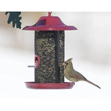 Stokes Select Red Rock Twin Chamber Bird Feeder with Metal Roof, Red, 2.4 lb Seed Capacity