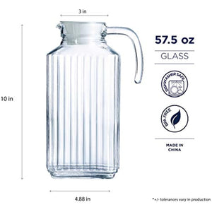 Luminarc Quadro 1.7-Liter (57.5 Ounce) Pitcher, Glass, 1, Clear