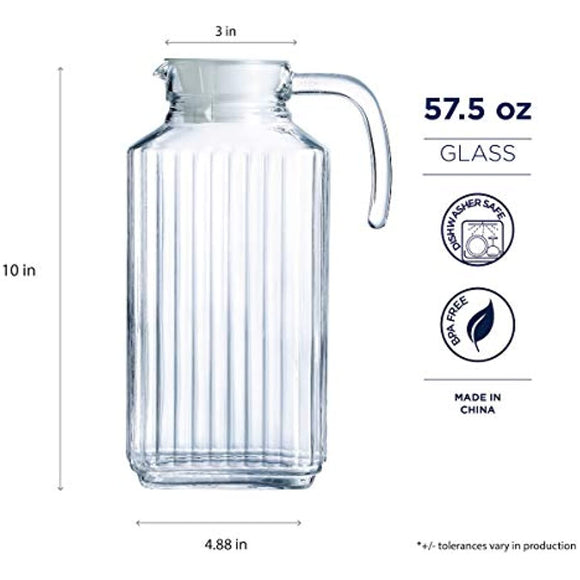 Luminarc Quadro 1.7-Liter (57.5 Ounce) Pitcher, Glass, 1, Clear
