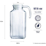 Luminarc Quadro 1.7-Liter (57.5 Ounce) Pitcher, Glass, 1, Clear