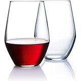 Stemless Wine Glasses [Set of 12] Elegant Wine Glass Great For White Or Red Wine, 19oz. Clear Glass