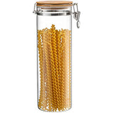 Le'raze Airtight Glass Food Storage Jars Containers, 3 Tall Cookies Jars with Bamboo Clamp Lid, Canisters for Kitchen, Bathroom & Pantry Organization, Ideal for Flour, Cereal, Sugar, Coffee & More