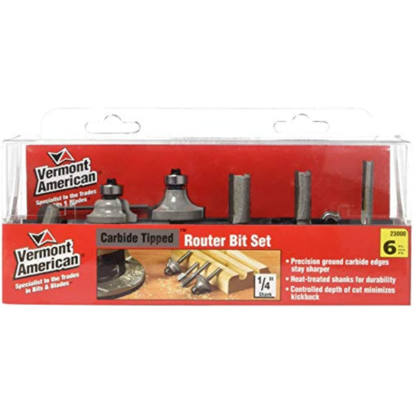 Vermont American 23000 Carbide Router Bit Set, 6-Piece