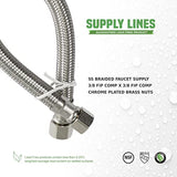 Flexcraf 27920-NL Faucet Supply Line Connects Kitchen Sink to Water Supply, Braided Faucet Connector with 3/8 In FIP Female Compression Fitting Stainless Steel 20 in