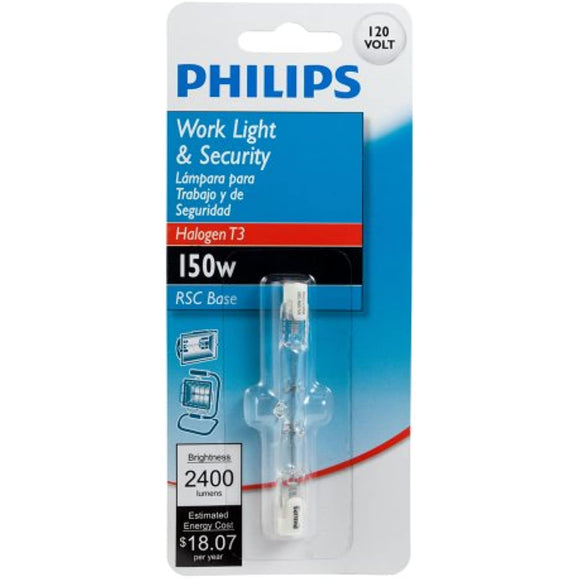 Philips 415612 Work and Security 150-Watt 3.1-Inch T3 RSC, Double Ended Base Light Bulb