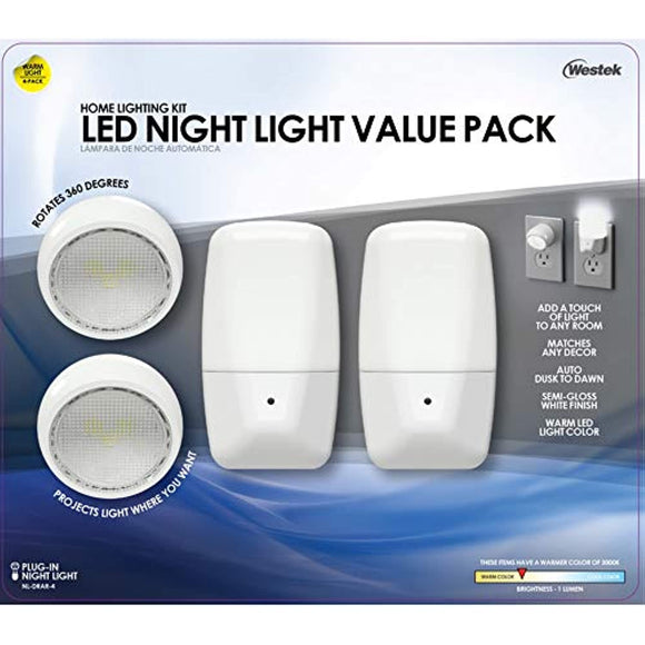 Westek Automatic Plug-in Aria Curved and Directional LED Night Light - Case of 1;