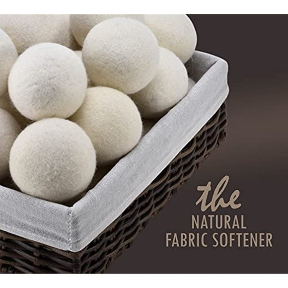 Wool Dryer Balls - Natural Fabric Softener, Reusable, Reduces Clothing Wrinkles and Saves Drying Time. The Large Dryer Ball is a Better Alternative to Plastic Balls and Liquid Softener. (Pack of 6)