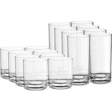 Elegant Acrylic Drinking Glasses [Set of 16] Attractive Clear Plastic Tumblers - Unbreakable Drinkware Set Ideal for Indoor and Outdoor - Kid Friendly