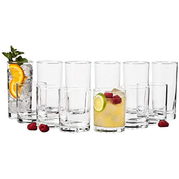 Elegant Acrylic Drinking Glasses [Set of 16] Attractive Clear Plastic Tumblers - Unbreakable Drinkware Set Ideal for Indoor and Outdoor - Kid Friendly