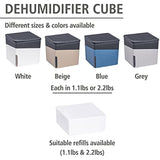 WENKO Portable Cube Design, Compact and Rechargeable Dehumidifier for Bathroom, Closet, Bedroom, Garage, Covers up to 2800 Cubic Feet, 2.2lbs, White, 6.18 x 6.5 x 6.5, 2.2 lbs