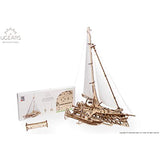 UGEARS 3D Puzzles for Adults Trimaran Merihobus - Wooden Mechanical Models Construction Craft Kits for Adults