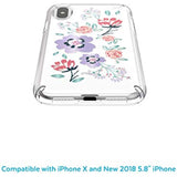 Speck Products Presidio Clear + Print iPhone Xs/iPhone X Case, CanopyFloral Lavender/Clear (117131-7554)