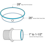 Everflow PWHP26 Plastic Water Heater Drain Pan with 1 in. - 1-1/2 in. PVC Fitting, 26 in. Diameter Black