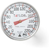 Taylor Precision Products Instant Read Analog Meat Food Grill BBQ Cooking Kitchen Thermometer with Red Pocket Sleeve for Calibration, 1 inch dial, Stainless Steel