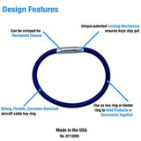 Lucky Line 5" Flex-O-Loc Cable Key Ring, Galvanized Steel, Corrosion-Resistant, 1 Per Pack, Colors Vary (71101), Blue 1 Piece