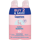 Coppertone Water Babies Sunscreen Lotion Spray SPF 50, Pediatrician Recommended Baby Sunscreen Spray, Water Resistant Sunscreen for Babies, 6 Oz Spray, Pack of 2