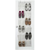 Vinyl Over The Door Shoe Organizer with 24 Reinforced Pockets. Organize Your Shoes with This Shoe Rack Over The Door Organizer and Save Space. Hang on Standard Doors with 3 Steel Over The Door Hooks.