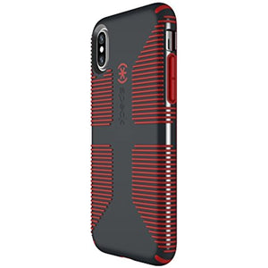 Speck Products CandyShell Grip Cell Phone Case for iPhone XS/iPhone X - Charcoal Grey/Dark Poppy Red