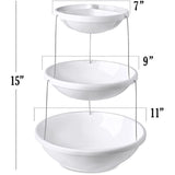 Collapsible Bowl, 3 Tier - The Decorative Plastic Bowls Twist Down and Fold Inside for Minimal Storage Space. Perfect for Serving Snacks, Salad and Fruit. The Top Bowl is Divided into Three Sections.