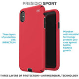 Speck Products Compatible Phone Case for Apple iPhone Xs Max, Presidio Sport Case, Heartrate Red/Sidewalk Grey/Black