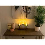 Elegant, Decorative Votive Candle Holder Centerpiece, 3 Glass Votive Cups On Wood Base/ Tray for Wedding Decoration Dining Table