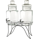 Circleware Double Beverage Dispensers with Stand and Spigot, Fun Party New Entertainment Home Kitchen Glassware Cold Drink Pitcher for Water, Punch & Iced Tea, 1.3/2.6 Gallon, Dopier