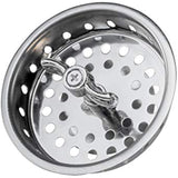 Highcraft 97633 Kitchen Sink Spin and Seal Basket Strainer Replacement for Standard Drains (3-1/2 Inch) Chrome Plated Stainless Steel Body with Threaded Stopper