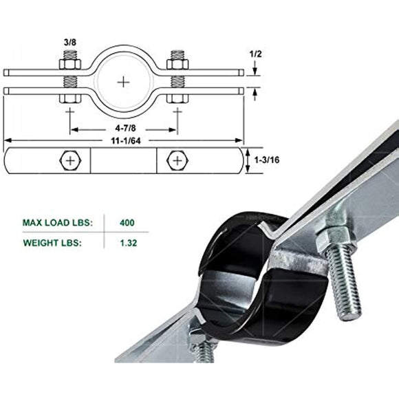 Highcraft DMST-Q212 Riser Clamp Vertical Pipe Hanger for Copper, Iron, CPVC, PEX 2-1/2 in. Plastic Coated Steel