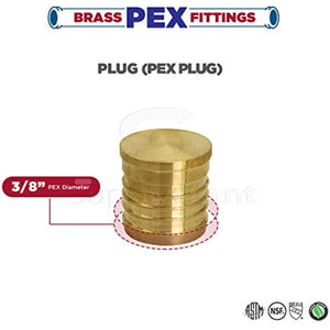 Supply Giant FQQM0038-5 PEX Barb Plug End Cap Pipe Fitting, 3/8", Brass